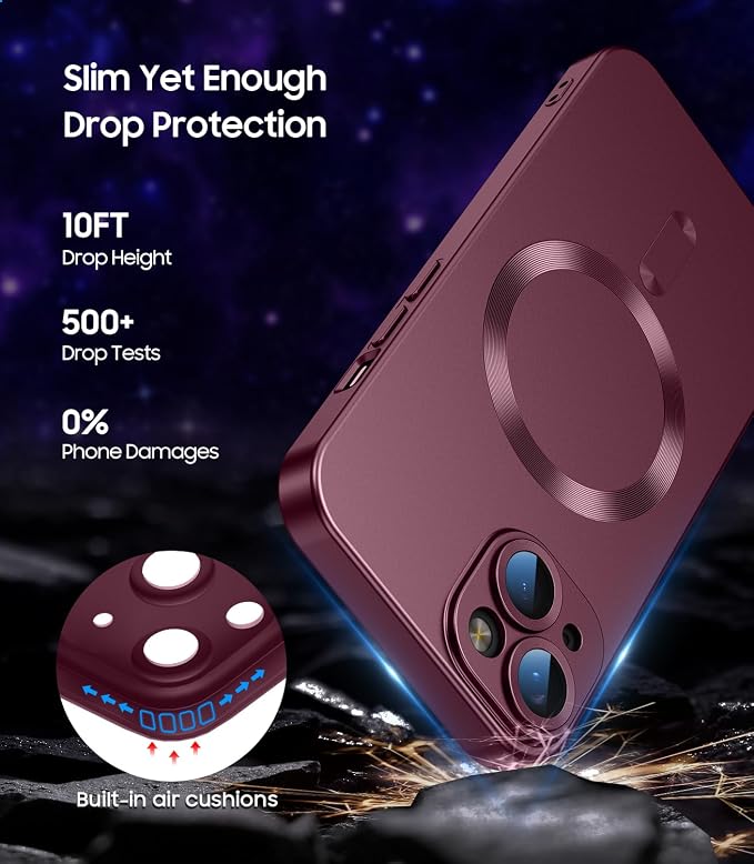Magnetic for iPhone 14 Case Slim Soft Silicone Bumper Shockproof Metallic