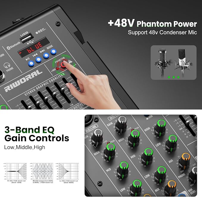 4 Channel Audio Interface DJ Mixer