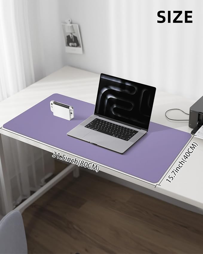 Leather Desk Pad Protector, Office Desk Mat, Non-Slip PU Leather Desk Blotter