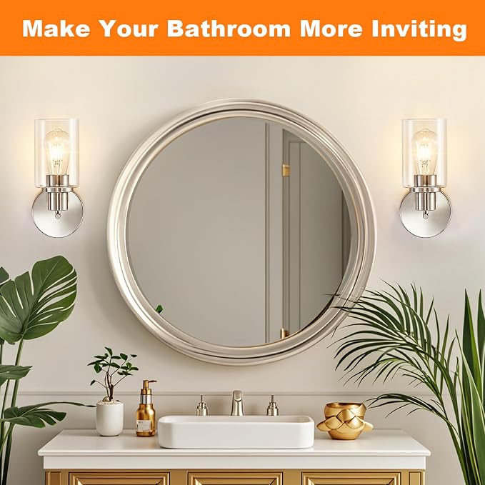 DLLT Wall Sconces Set of Two: Modern Bathroom Vanity Light Fixtures