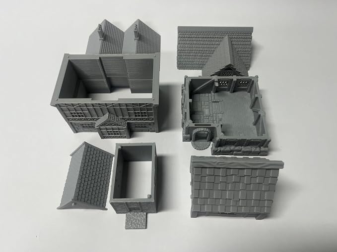 Tabletop Miniature Little Town Building Terrains Compatible - 18mm Scale