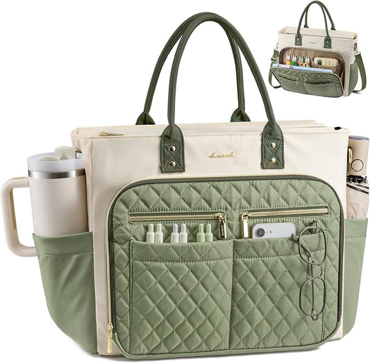LOVEVOOK Tote Bag for Women, Teacher Nurse Work Laptop Bag, Quilted Bible