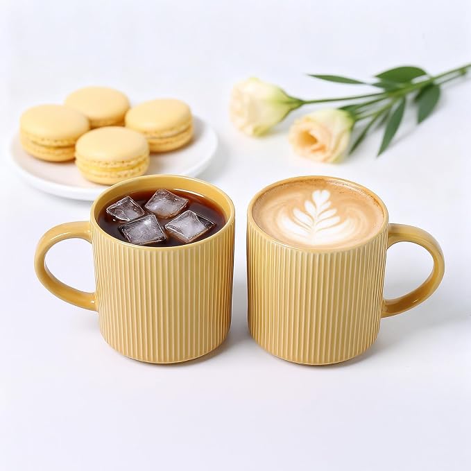 MONITO 16Oz Coffee Mugs Set of 4, Rustic Ceramic Coffee Cups Set