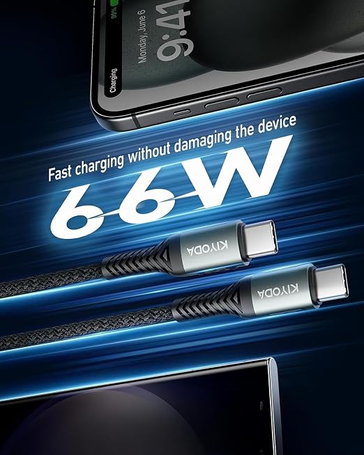 USB C Cable for Car 3FT/6FT, Coiled USB C to USB C Cable Fast Charging 66W