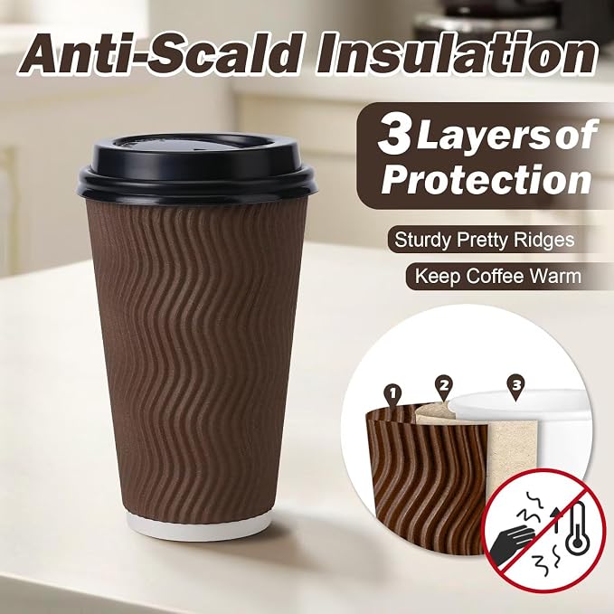 16 oz Insulated Disposable Paper Coffee Cups