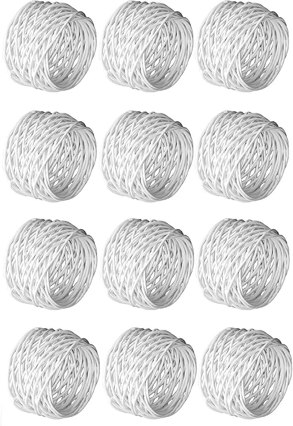 ITOS365 Handmade White Round Mesh Napkin Rings Holder