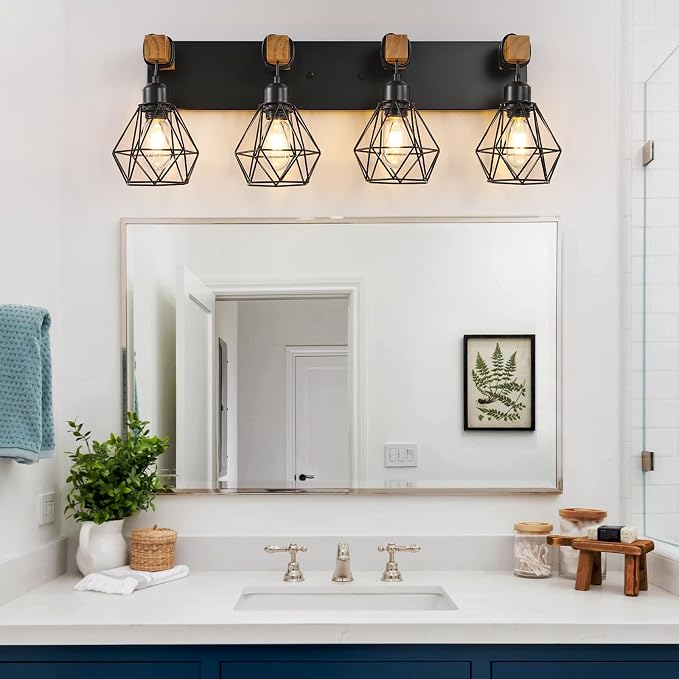 4 Light Farmhouse Vanity Light for Bathroom