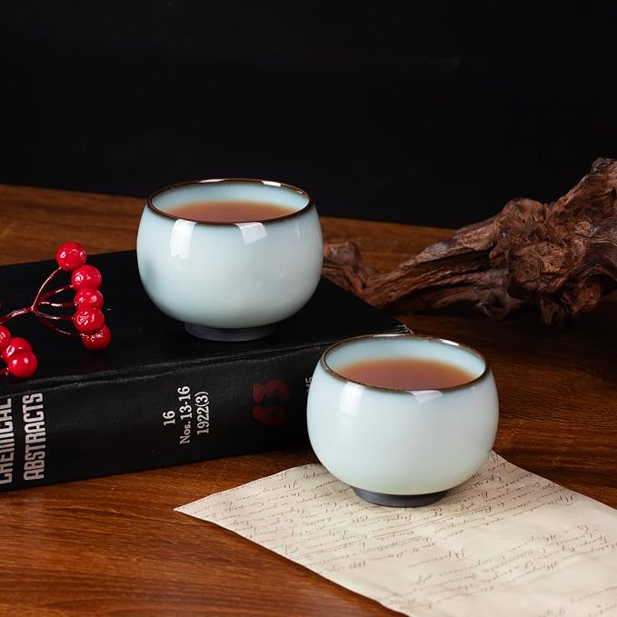 KAMMAK Japanese Tea Cups, 4 Oz Small Handmade Ceramic Teacups, Loose Leaf and