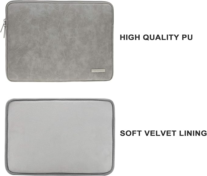 RAINYEAR 15.6 Inch Laptop Sleeve Protective Case PU Suede Leather Zipper Padded