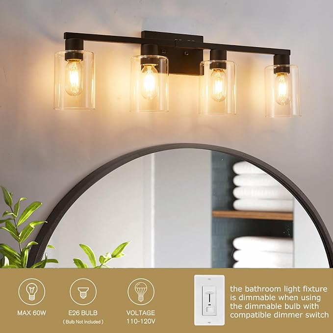 4 Light Bathroom Vanity Light Fixtures