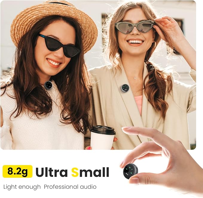 Wireless Lavalier Microphone for iPhone Android, 2in1 Magnetic & Clamp Lapel