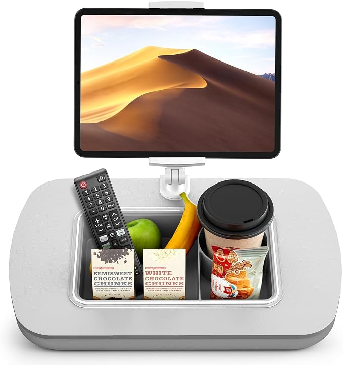 Tablet Stand Pillow with Snack Bowl, iPad Lap Holder