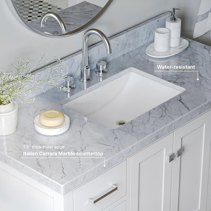 Cambridge 49" White Bathroom Vanity