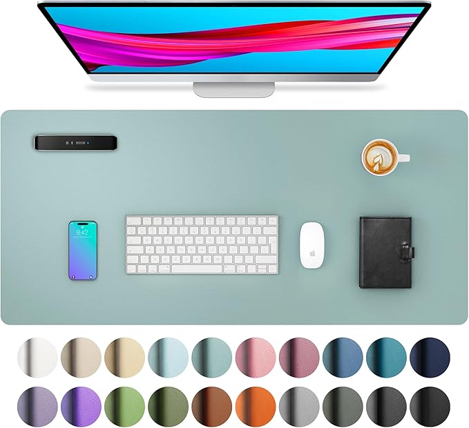 Aothia Leather Desk Pad Protector, Mouse Pad, Office Desk Mat, Non-Slip PU