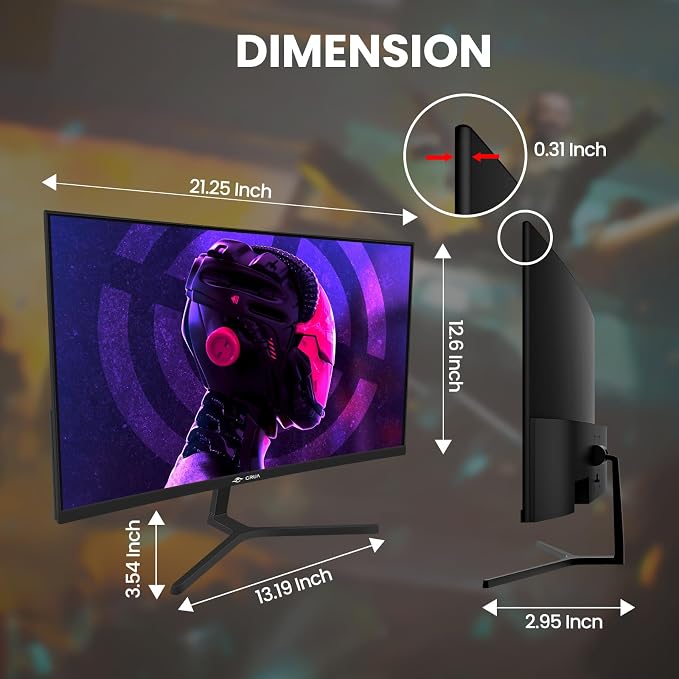 CRUA 24” Curved Gaming Monitor, 180Hz/144Hz FHD 1080P, Support 120% sRGB