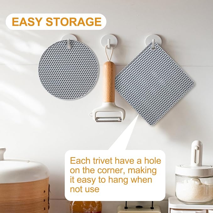 4 PCS Heat Resistant Silicone Trivet Mat