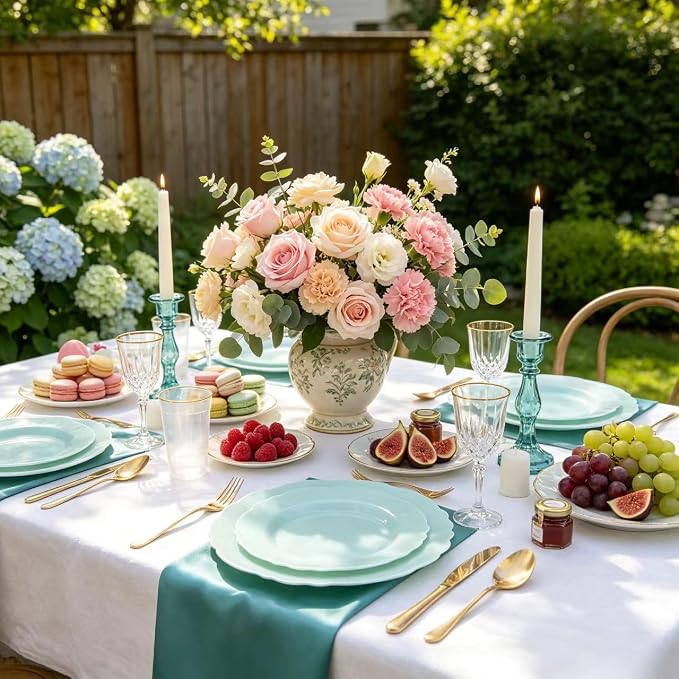 60pcs Mint Green Plastic Plates