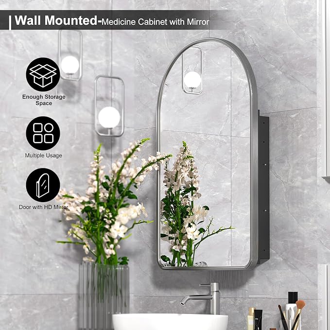 20x31 Inch Arched Medicine Cabinet