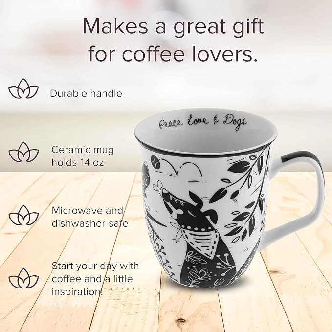 Karma Gifts 14 oz Black and White Boho Mug Tiger