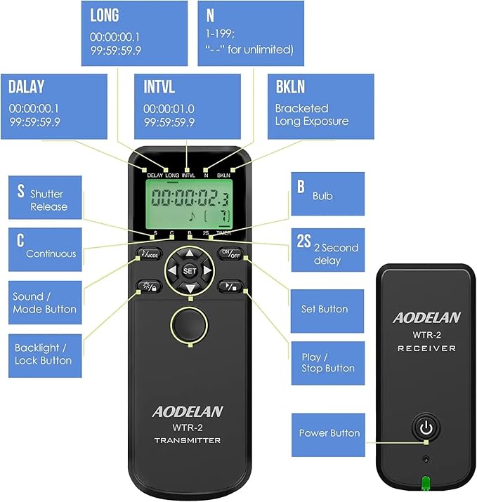 Wireless Shutter Camera Remote Intervalometer Timer Compatible
