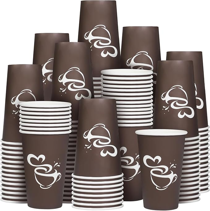 Clawsoff 16 oz 180 Count Paper Coffee Cups Disposable Hot Coffee Cups Brown |