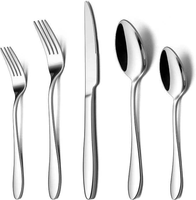 LIANYU 60 Piece Silverware Flatware Set