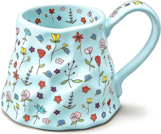Large Coffee Mug 20 oz, Oversized Cute Floral Ceramic Mug, Big Coffee Mugs