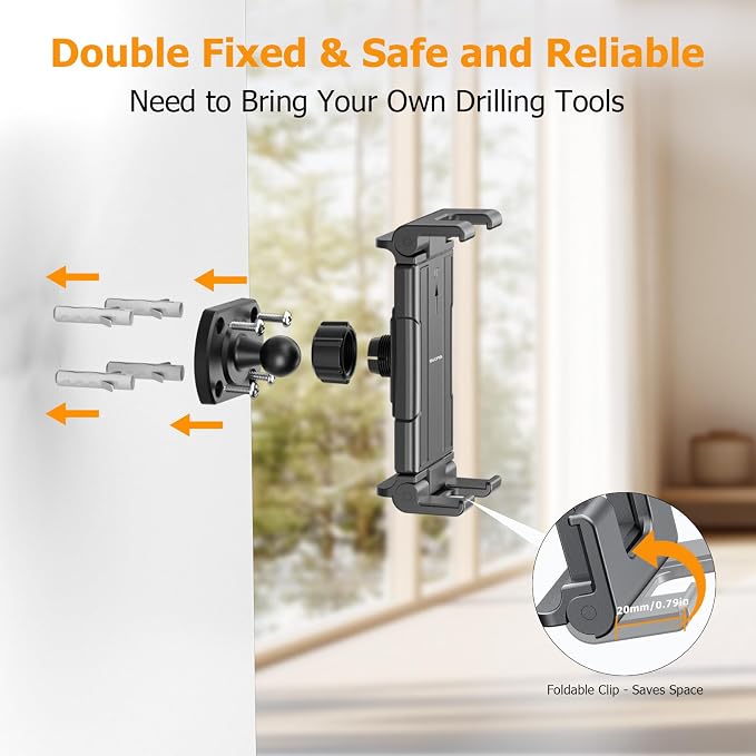 OHLPRO Tablet Wall Mount Holder 360° Rotating Adjustable Universal iPad Stand