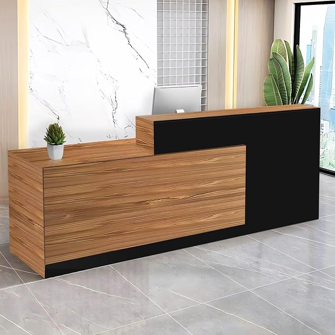 Reception Desk with Counter Modern Checkout Counter with Lockable Drawer