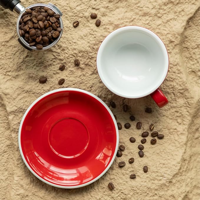 Loveramics Latte Art Mug with Saucer, 10 oz Ceramic Coffee cups with Round