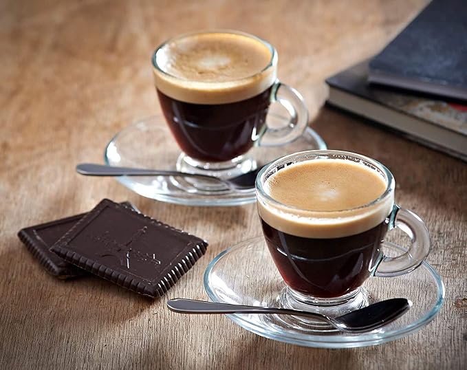 BOHEM'S Espresso Cups, 3.2 oz Small Demitasse Clear Glass Espresso Drinkware