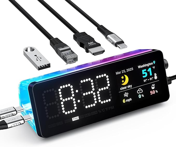 LTC Laptop Docking Station, 7-in-1 USB C Hub