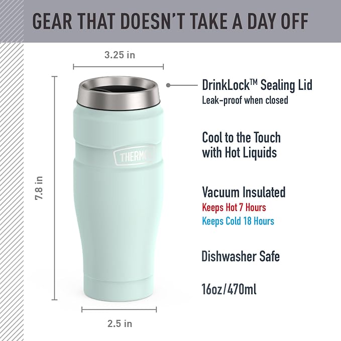 THERMOS Stainless King Stainless Steel Tumbler, Matte Light Blue |