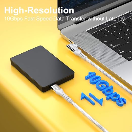 Fasgear 100W USB C to Type C 90 Degree Cable 3ft, USB 3.1 Gen 2 10Gbps Data 5A