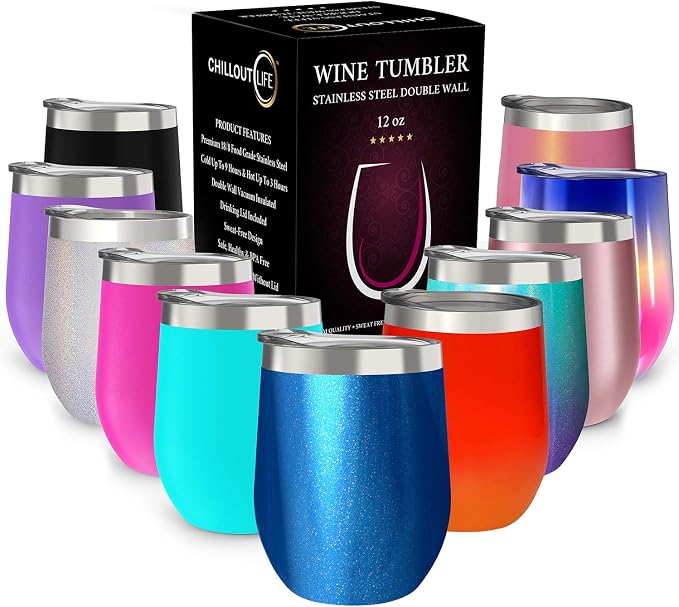 CHILLOUT LIFE 12 oz Stainless Steel Wine Tumbler
