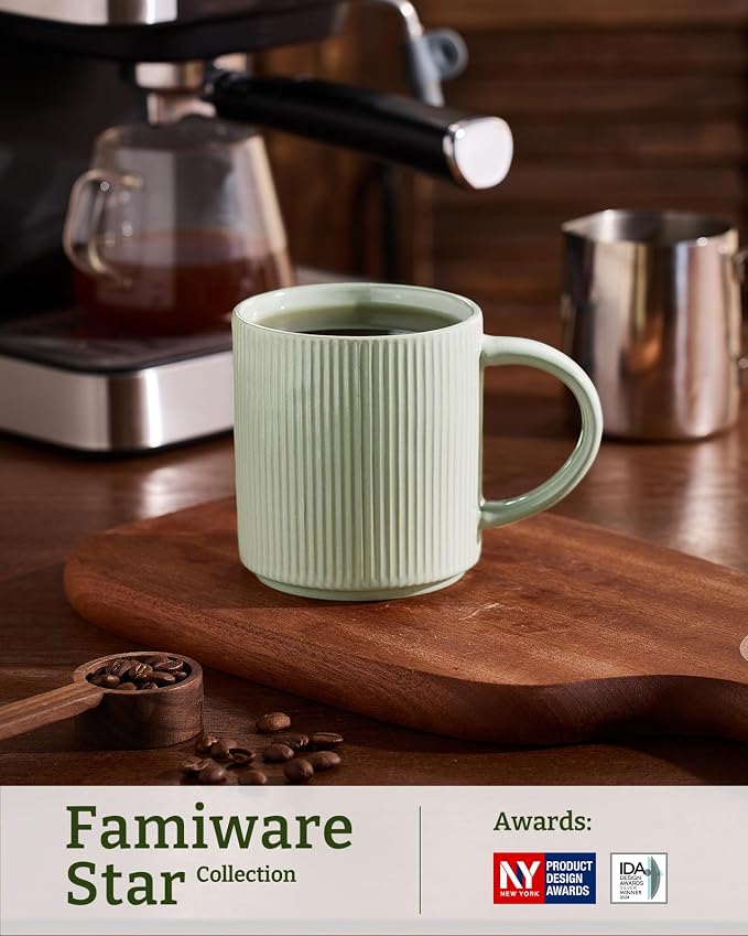 famiware Coffee Mug Set for 4, Star 16 oz Catering Mugs Cup Set