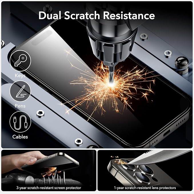 ESR 3+1 Pack for iPhone 15 Pro Max Screen Protector, Full Coverage Ultra-tough