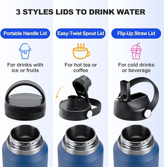 SENDESTAR 40oz Stainless Steel Water Bottle, Double Wall Vacuum Insulated Bottle