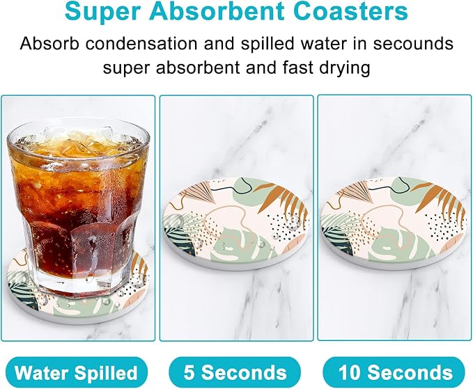 Coasters for Drinks, Kitchen Home Decor Housewarming Gift, Round 4 in