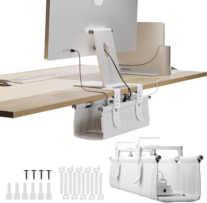Ascrono Original No Drill Under Desk Cable Management Tray 14.1"