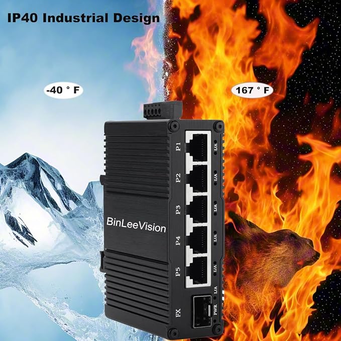 Industrial Mini Gigabit Ethernet Switch 5-Port RJ45 10/100/1000BASE-T+1-Port