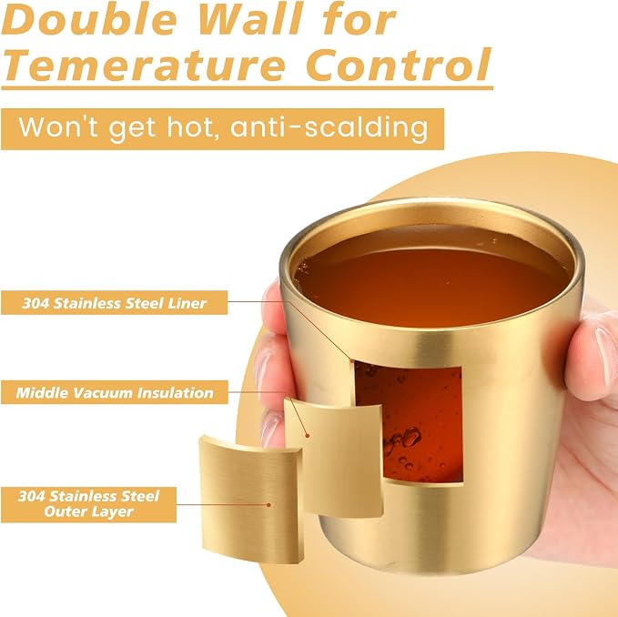Amyhill 12 Pieces Stainless Steel Cups Double Wall Tumbler Glasses Stackable