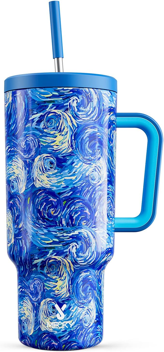 Meoky Tumbler with Handle and Straw