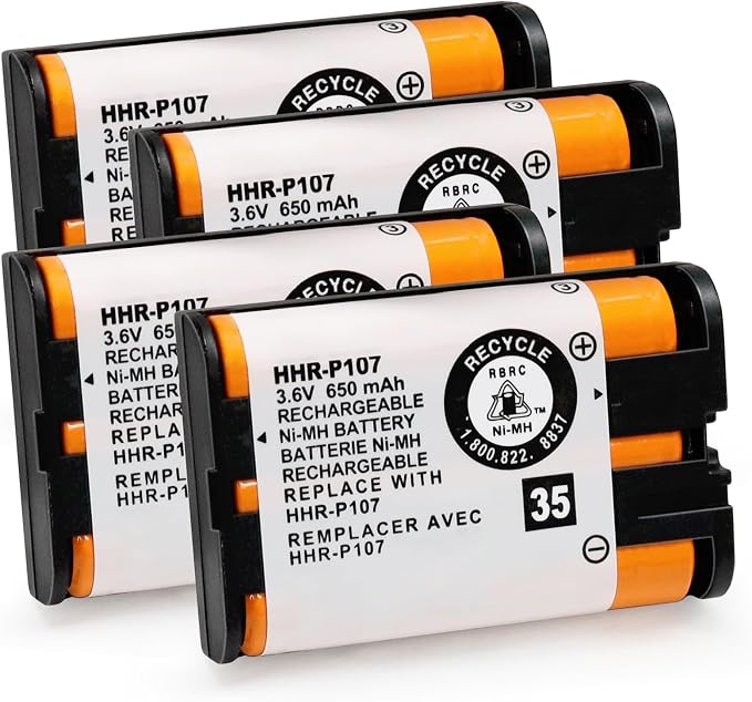 4Pack HHR-P107 NI-MH Rechargeable Battery 3.6V 650mAh