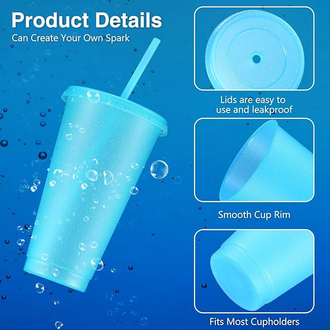 Amyhill 12 Pcs Reusable Glitter Cups
