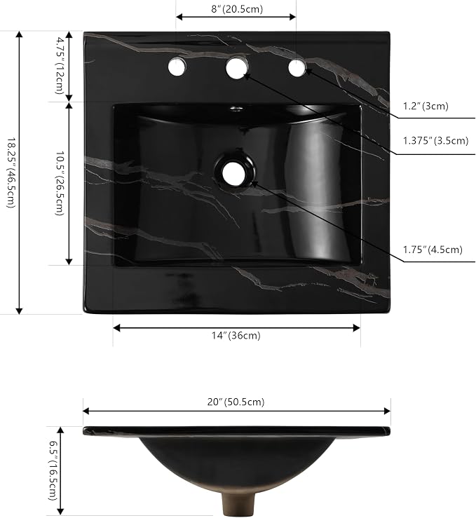 Ancillary 3-Hole 20 in. W x 18.25 in. D Classic