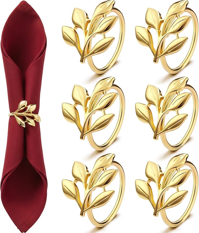 WILLBOND Leaf Napkin Rings Holders Fall Party Napkin Rings
