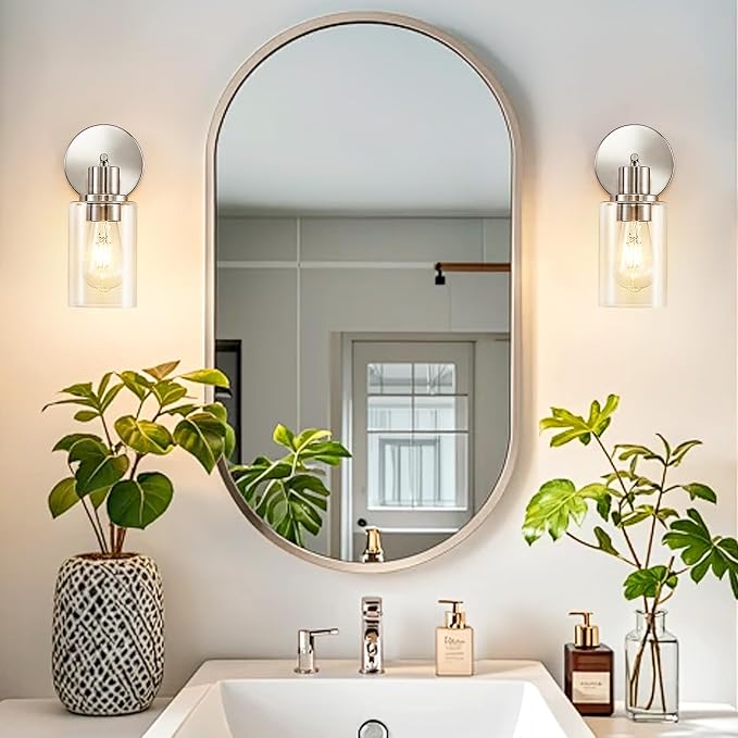 DLLT Wall Sconces Set of Two: Modern Bathroom Vanity Light Fixtures