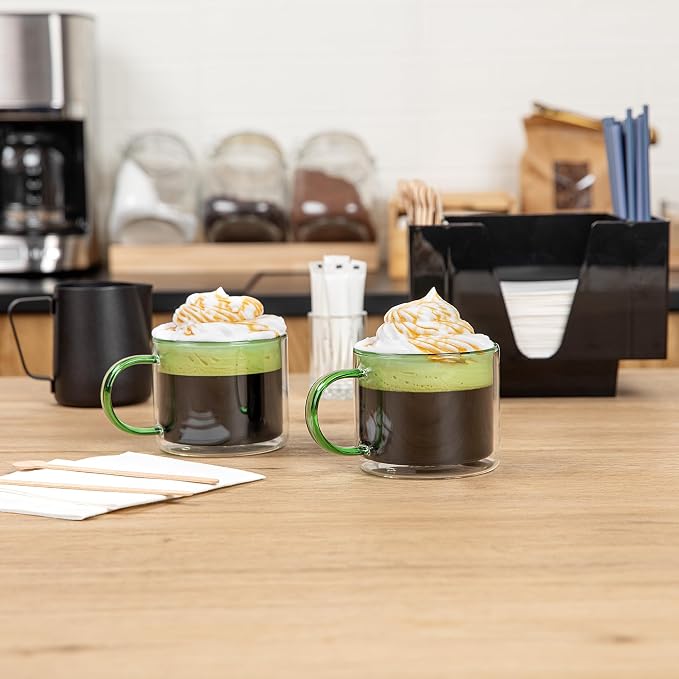 Restaurantware Coffee Cups 2 Pack of 11 oz Double Wall Glass Insulated Coffee