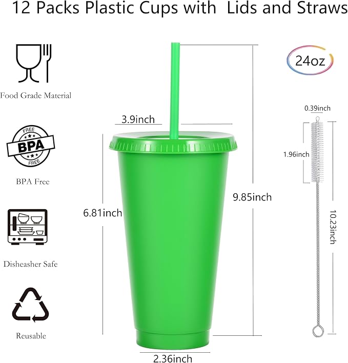 24 oz Reusable Plastic Cups, Custom Cups